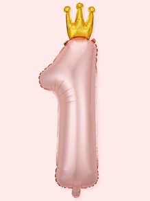 Pink Number 1 Balloon with Gold Crown