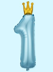 Blue Number 1 Balloon with Gold Crown
