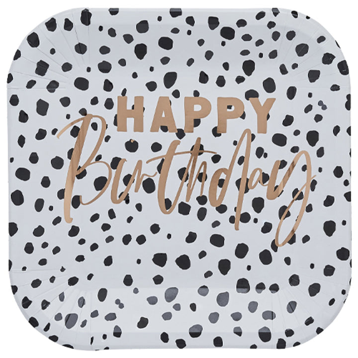 Happy Birthday Dalmatian Square Paper Plates