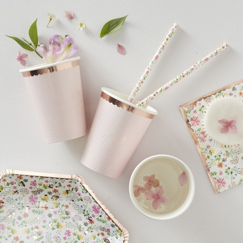Rose Gold Floral Cup