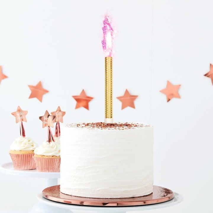 Pink Gender Reveal Cake Fountain Candle