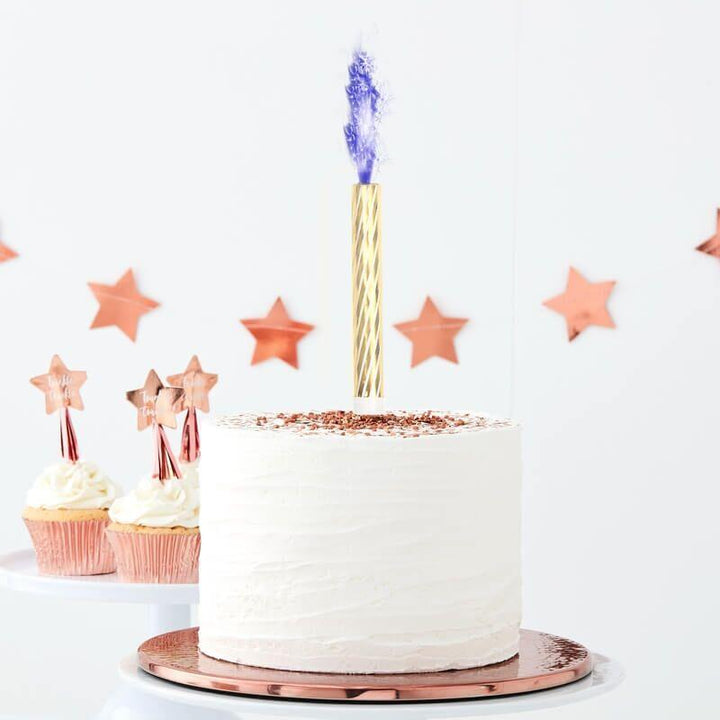 Blue Gender Reveal Cake Fountain Candle