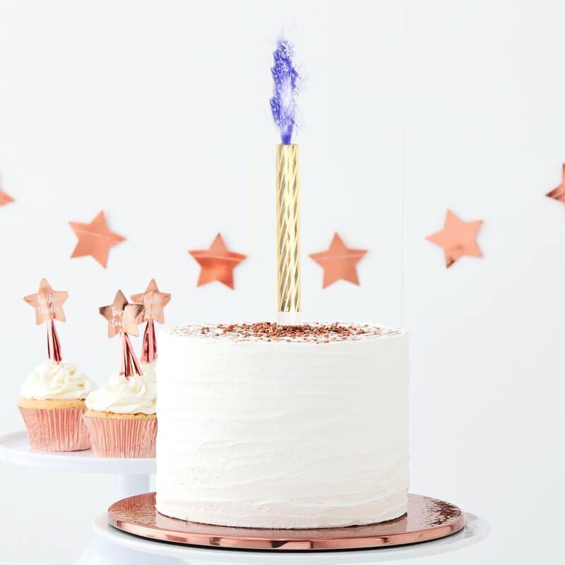 Blue Gender Reveal Cake Fountain Candle