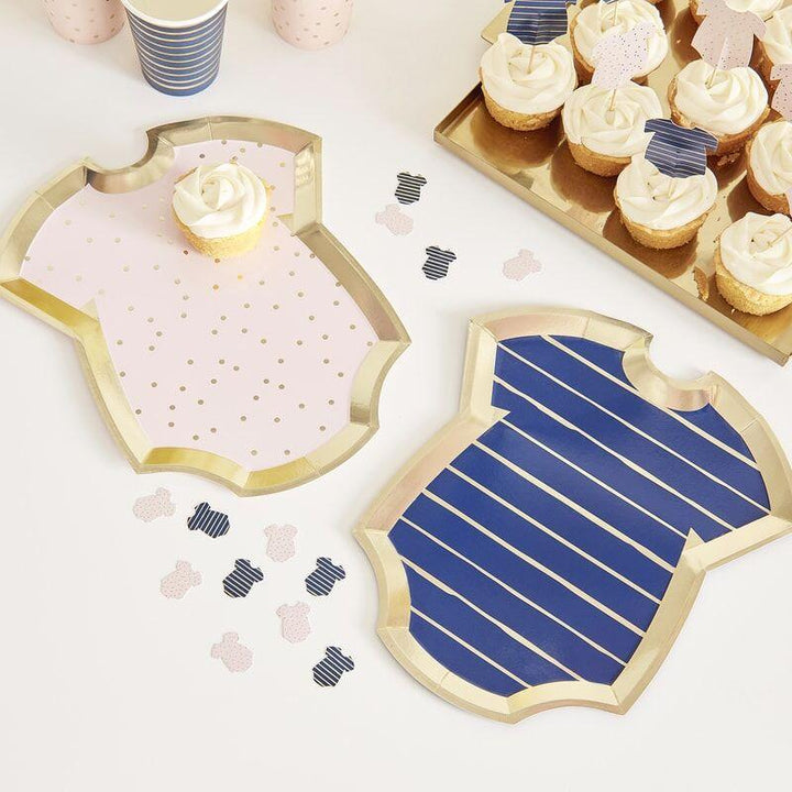 Pink/Navy Gender Reveal Plates