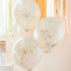 Peach/Gold Confetti Balloons