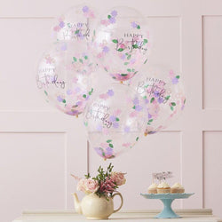 Floral Confetti Happy Balloons