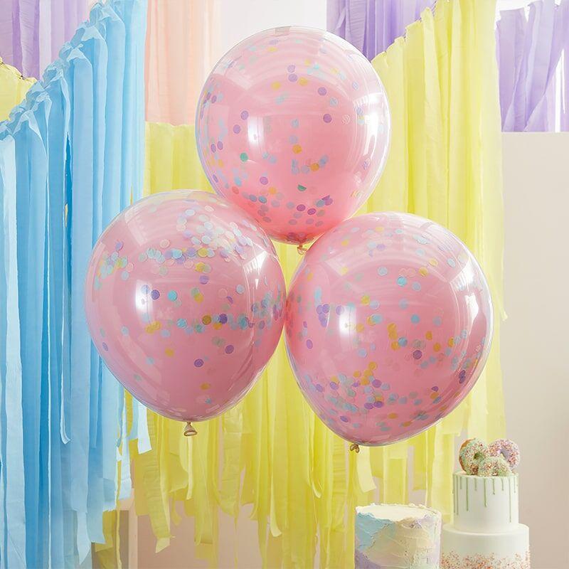 Pink/Pastel Rainbow Confetti Balloons