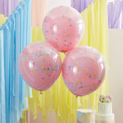 Pink/Pastel Rainbow Confetti Balloons