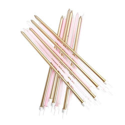 7"Pink/Gold Tall Candles