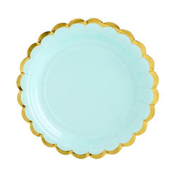 Mint/Gold Scalloped Plates