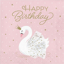 Swan Happy Birthday Napkins