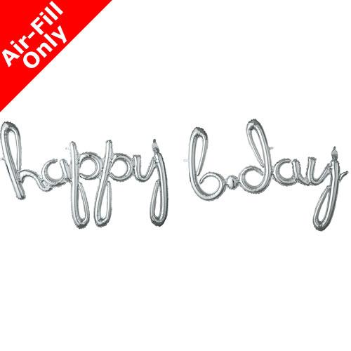 35" Happy Birthday Silver Script Balloon