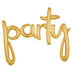 39"Party Gold Script Balloon