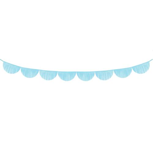 Sky Blue Scalloped Fringe Tissue Garland