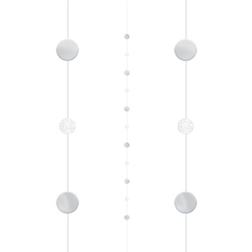 White & Silver Circles Balloon Fun String