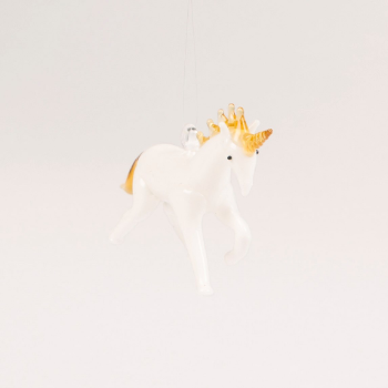 Christmas Unicorn Blown Glass Tree Decoration