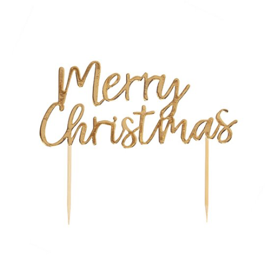 Merry Christmas Gold Cake Topper