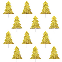 Gold Glitter Christmas Tree Cake Toppers