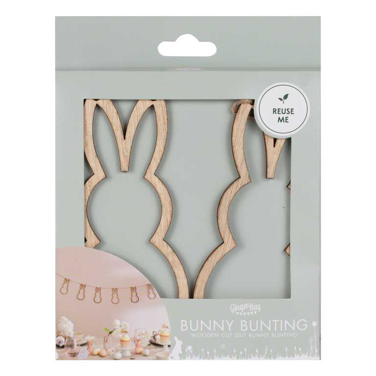 Wooden Bunny Easter Bunting