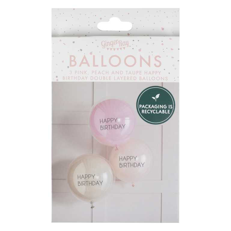 Pink Double Layered Happy Birthday Balloon Bundle