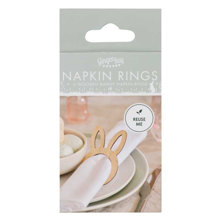 Wooden Bunny Easter Napkin Rings