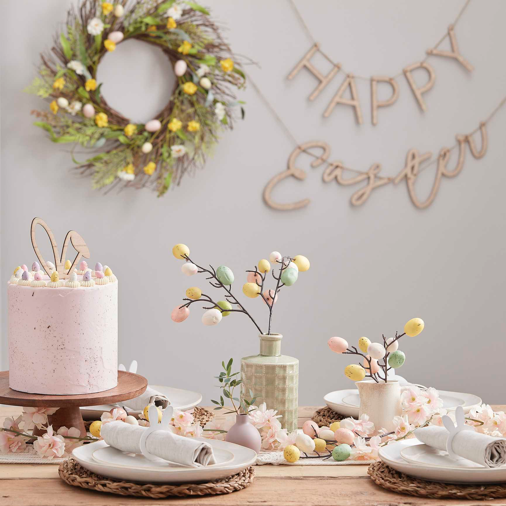 Wooden Bunny Ears Easter Cake Topper